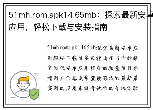 51mh.rom.apk14.65mb：探索最新安卓应用，轻松下载与安装指南